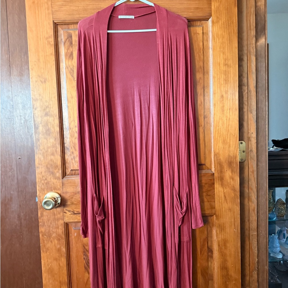 Active USA Women's Long Cardigan in Rust Red